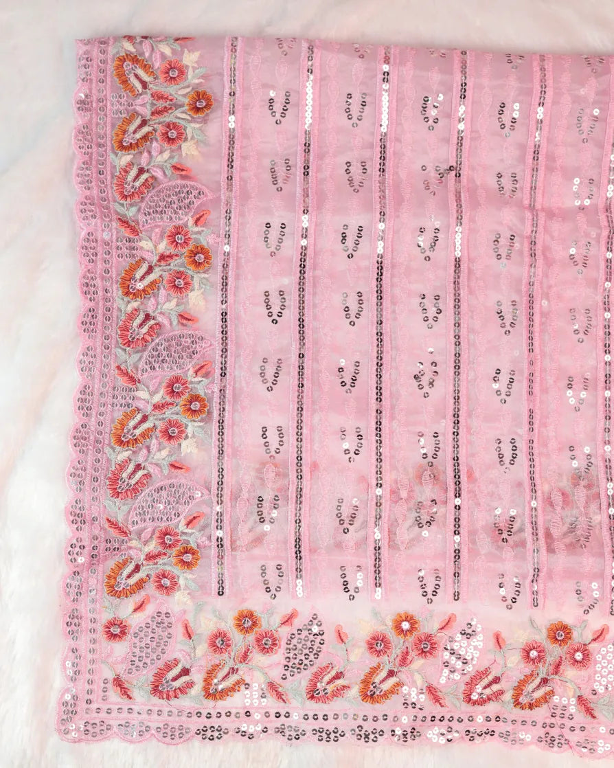 Mauve Pink Saree with Delicate Embroidery Work