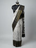 Black & White Kalamkari Saree with Zari Border & Intricate Motifs