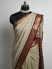 Chikoo Maroon Kanjivaram Silk Saree with Zari Border