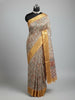 Cream & Gold Kalamkari Silk Saree with Paisley & Floral Print