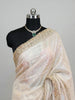Embroidered Sequin Work Saree in Ivory White with Rich Lace Border