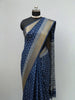 Firoji Blue Banarasi Silk Saree with Delicate Zari Border