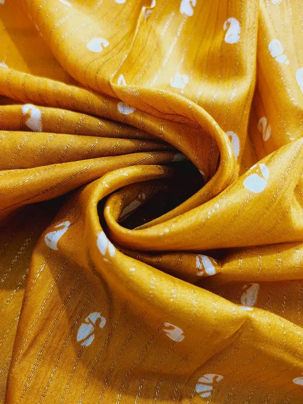 Dola Silk Saree with Kanchipuram Style Art - Mustard Yellow with Zari Border