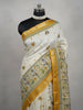 Ivory & Mustard Yellow Banarasi Saree with Heritage Motifs & Zari Border