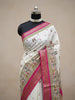 Ivory Pink Banarasi Saree with Heritage Motifs & Zari Border