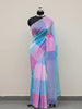 Pastel Multicolour and Checkered Pattern Soft Linen Saree