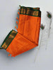 Orange Kanjivaram Silk Saree with Green Zari Border