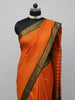 Orange Kanjivaram Silk Saree with Green Zari Border