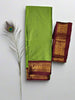 Parrot Green Kanjivaram Silk Saree with Maroon Zari Border