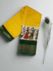 Madhubani Saree - Yellow saree with Madhubani Folk Art Print