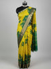 Yellow & Green Bandhani Saree with Delicate Floral Print