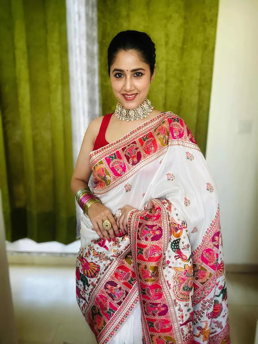 Royal Pashmina Art Soft Silk Woven Saree with Unstitched Blouse