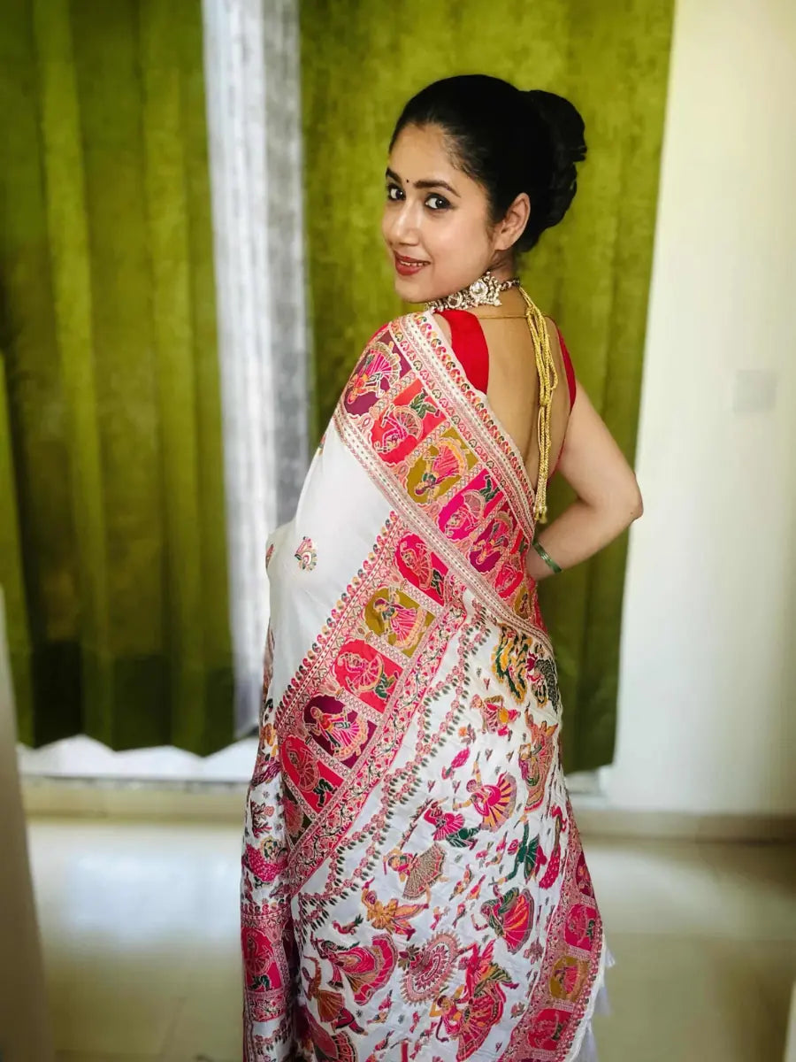 Royal Pashmina Art Soft Silk Woven Saree with Unstitched Blouse
