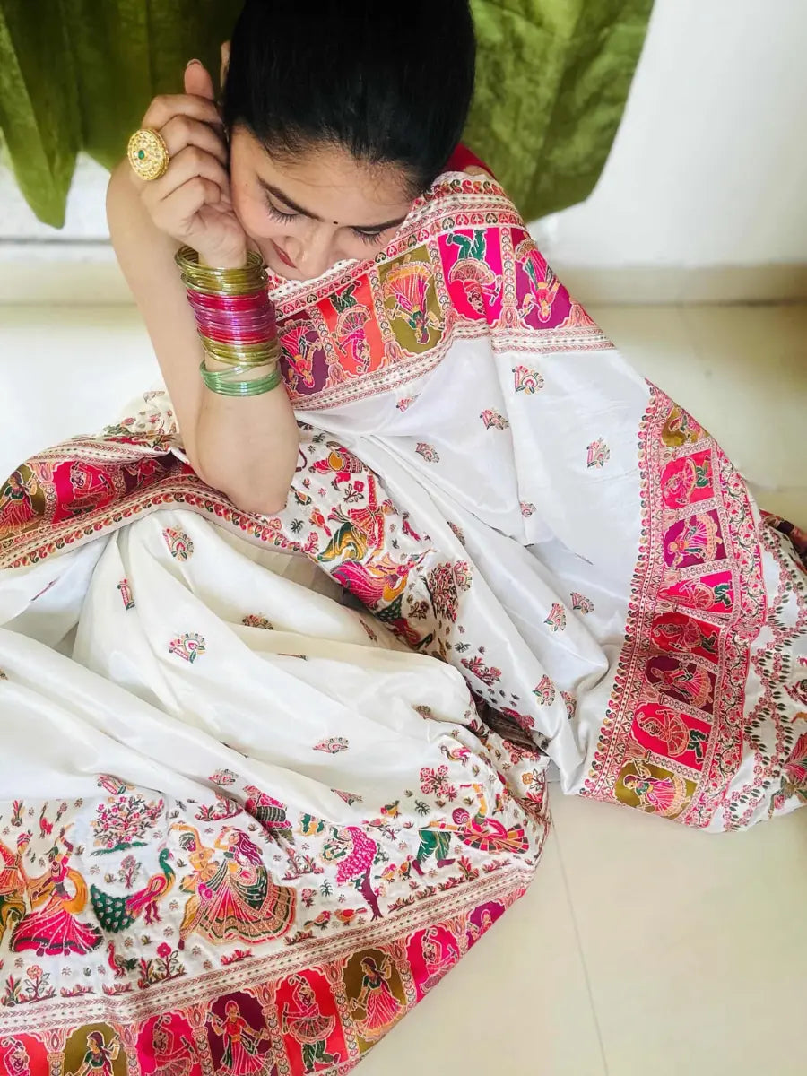 Royal Pashmina Art Soft Silk Woven Saree with Unstitched Blouse